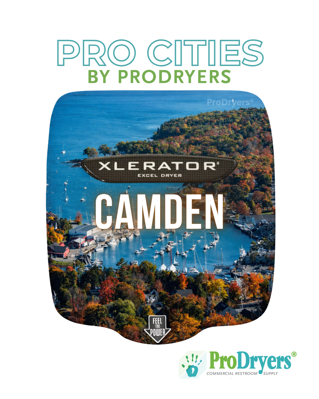 Camden Maine XLERATOR Hand Dryer Custom City Design Example Camden Maine XLERATOR Hand Dryer Custom City Design Example