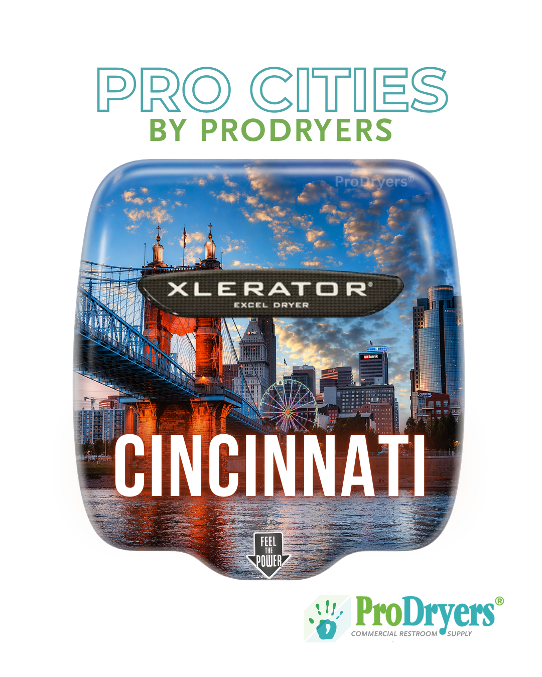 Cincinnati OH XLERATOR Hand Dryer Custom City Design Example