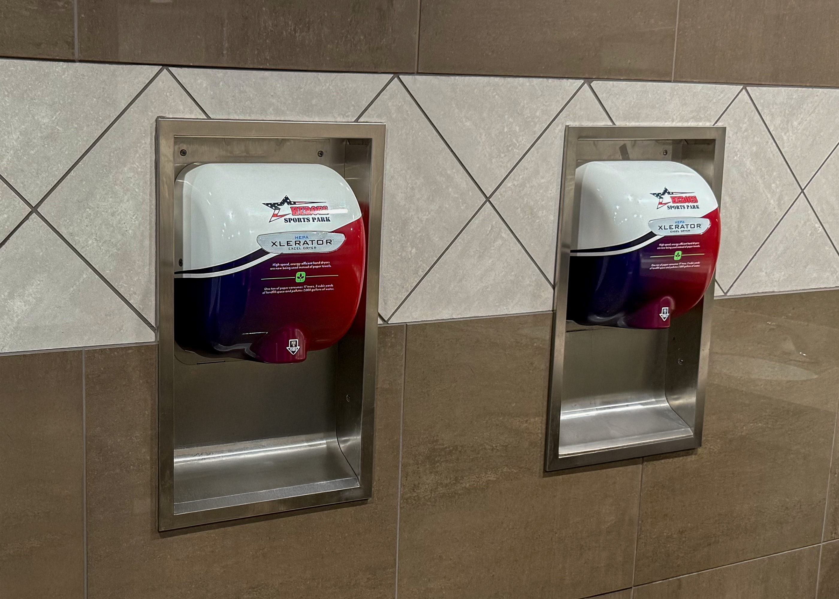 Commercial restroom installation with Excel Dryer hand dryers Commercial restroom installation with Excel Dryer hand dryers