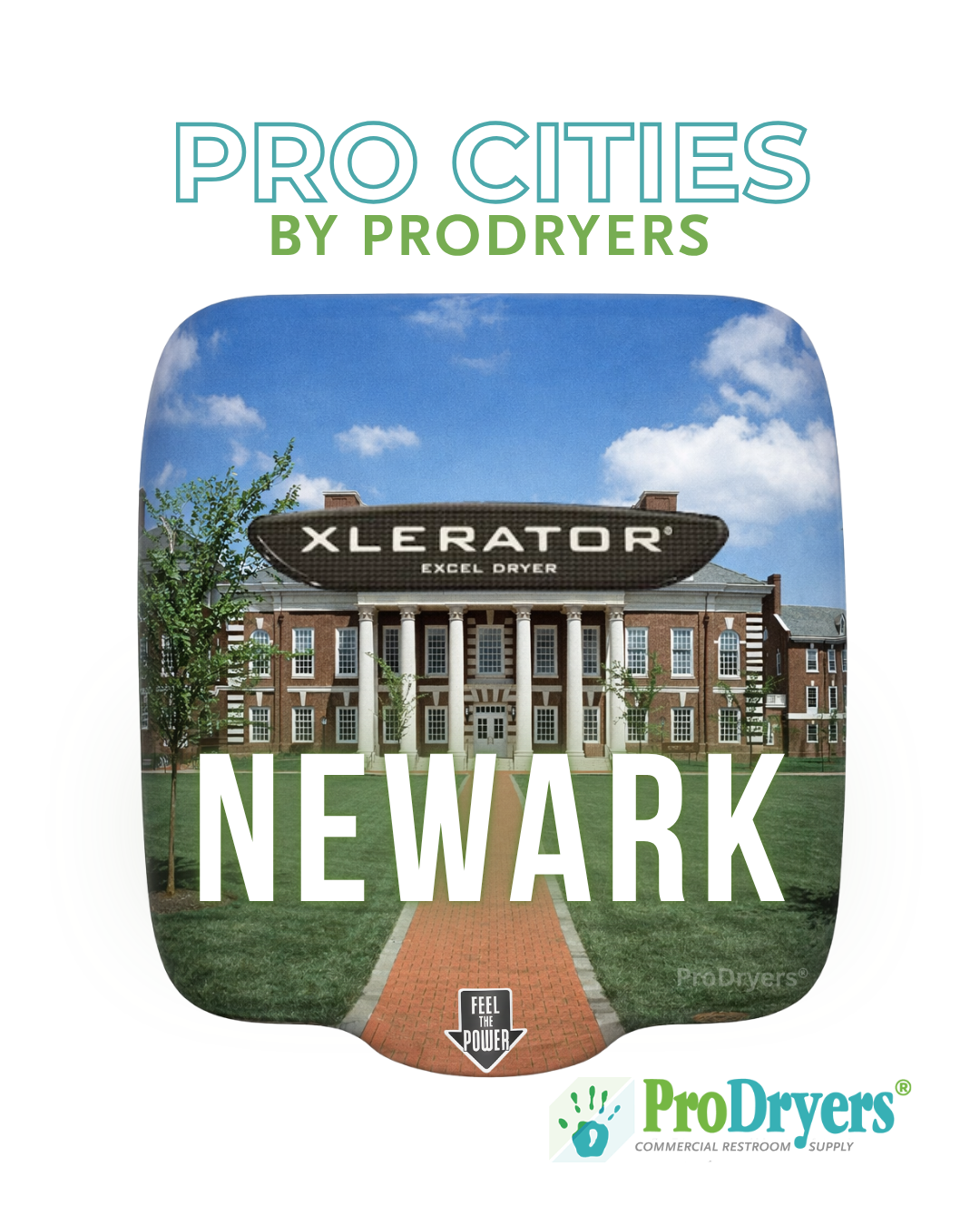 Newark Delaware Custom XLERATOR Hand Dryer City Design Example