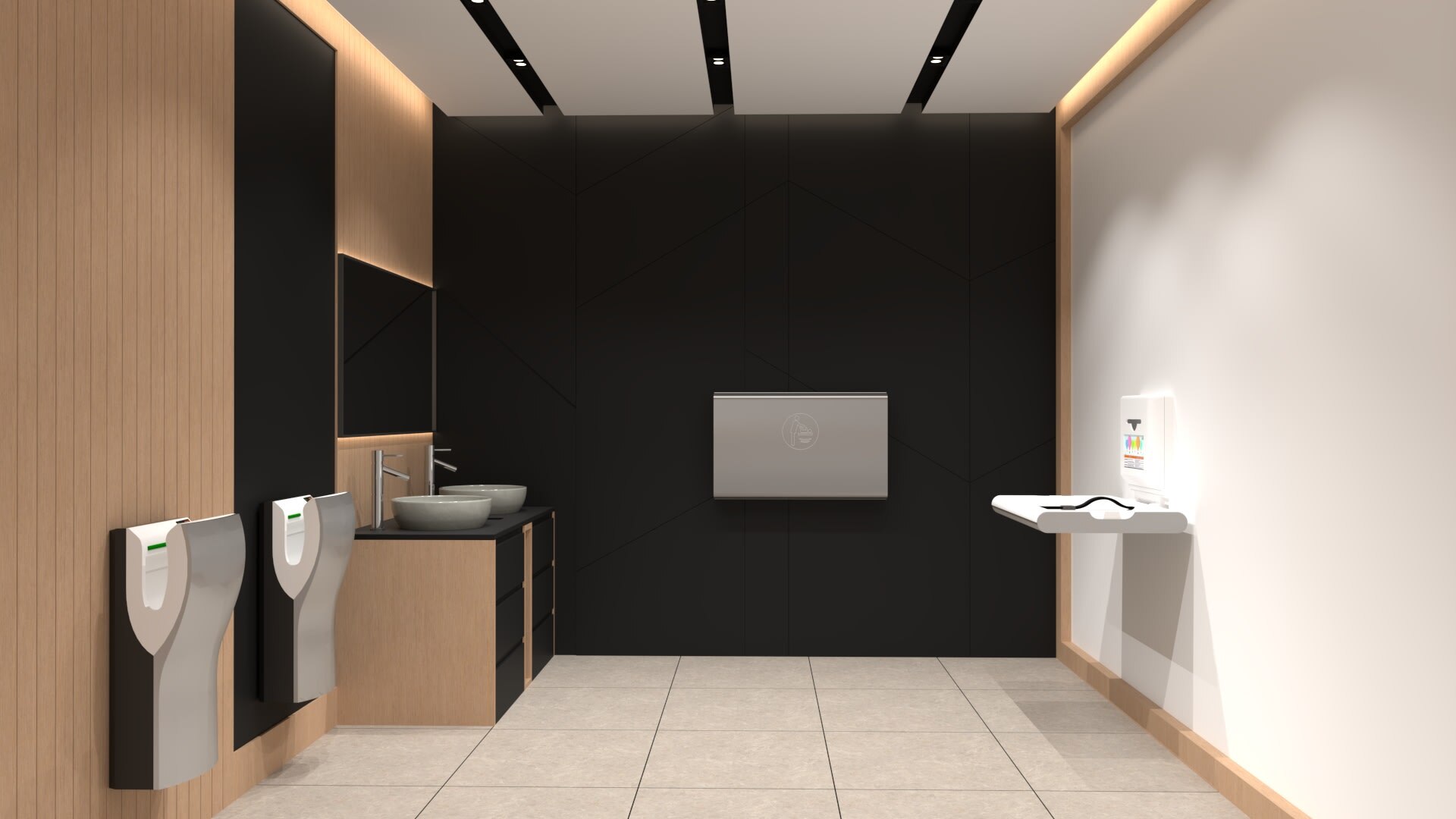 Saniflow Dualflow Plus Hand Dryer in a Restroom