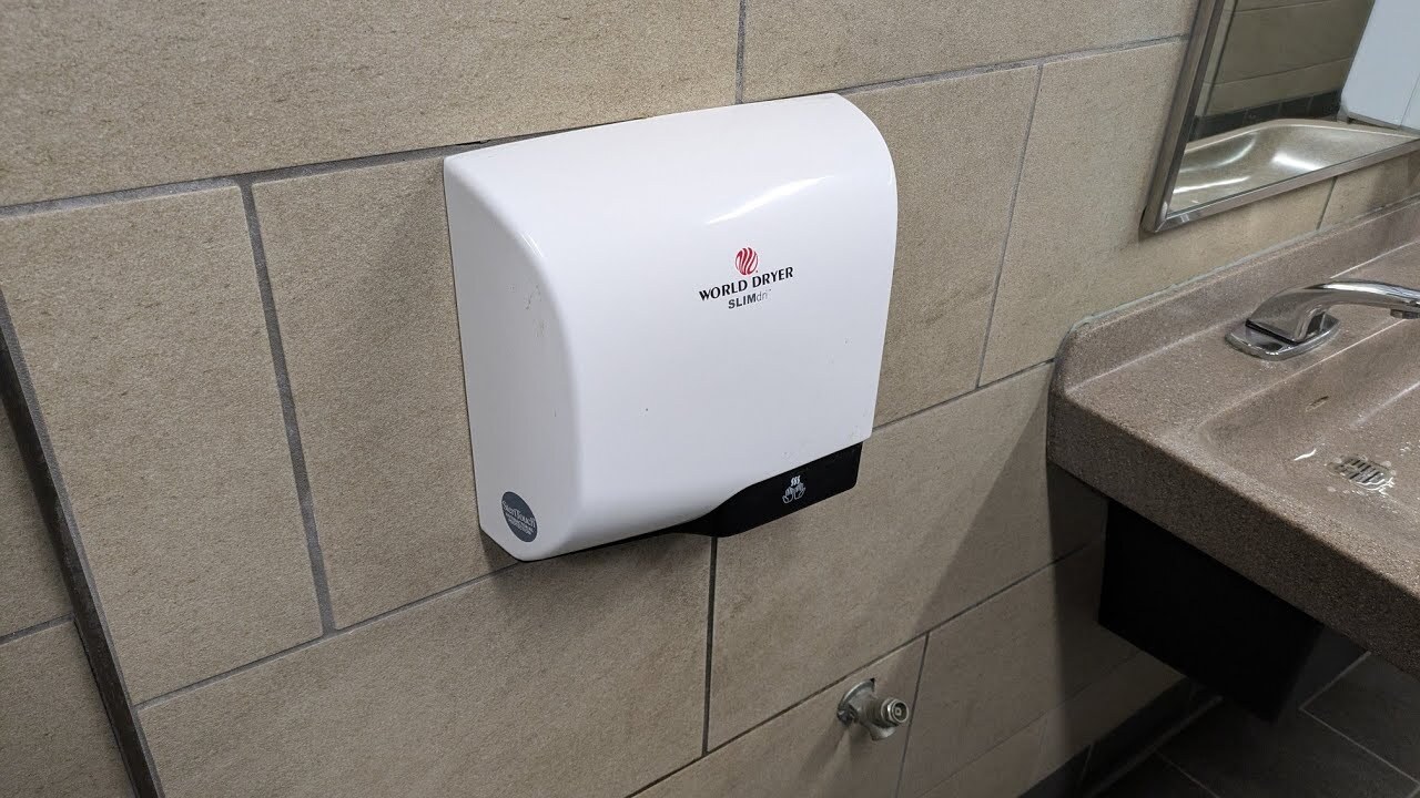 World Dryer SLIMdri in a Public Restroom World Dryer SLIMdri in a Public Restroom